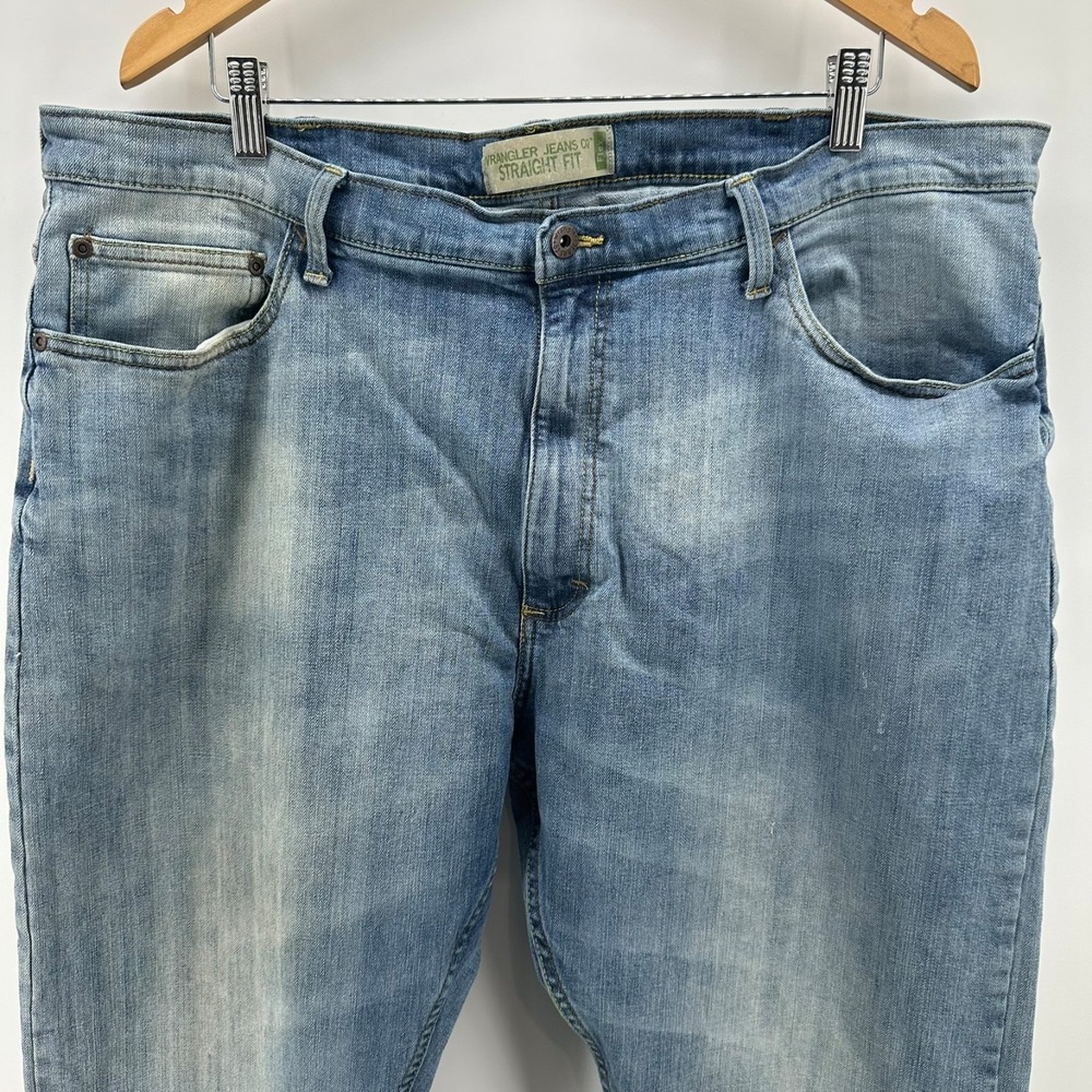 Wrangler Straight Fit Jeans Mens 42x30 Blue Denim Flex Stretch High Rise Western